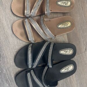 Lot o f 2 Ella slip-on open toe flats womens mix colors size EUR 38